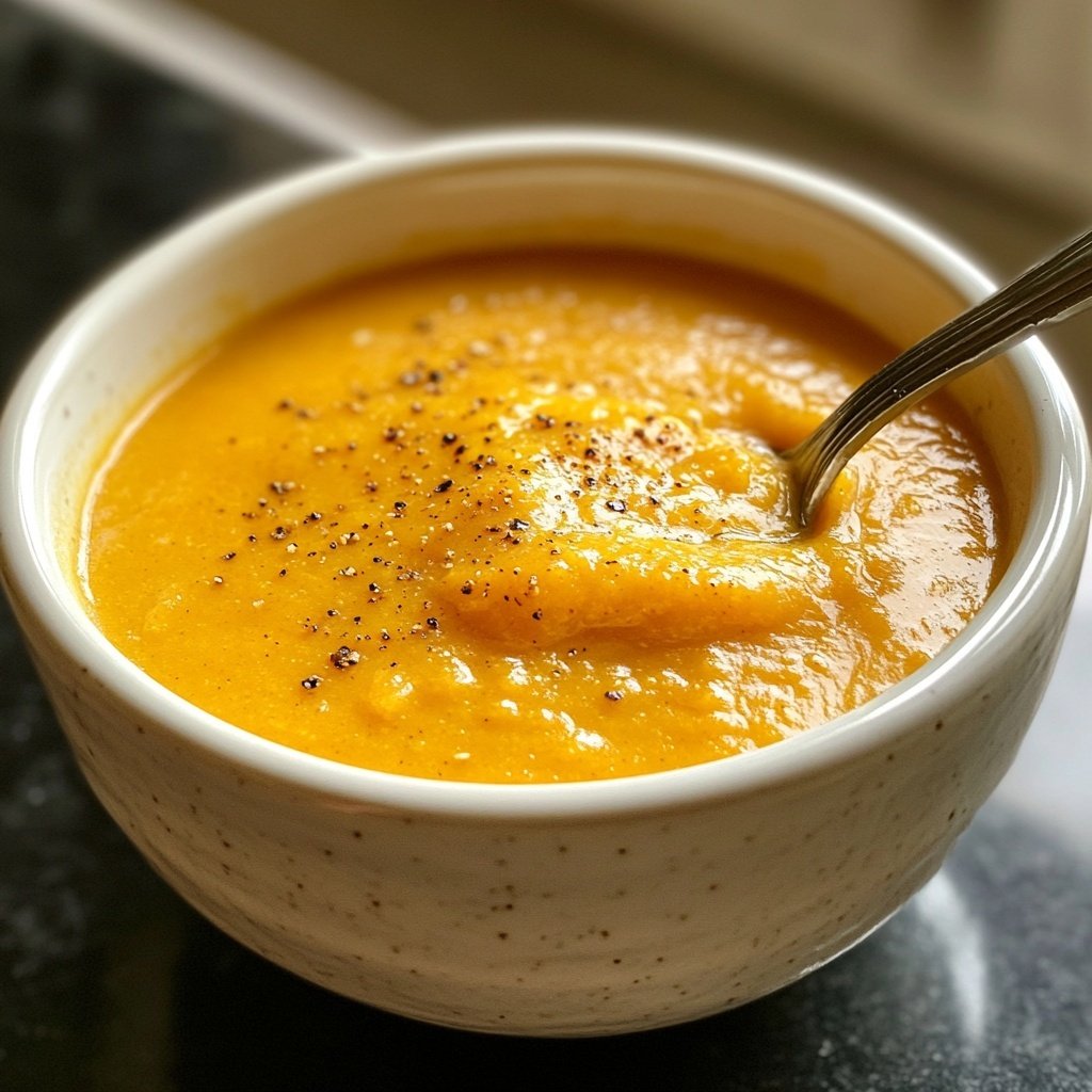 Pumpkin Apple Soup with Ginger and Cream