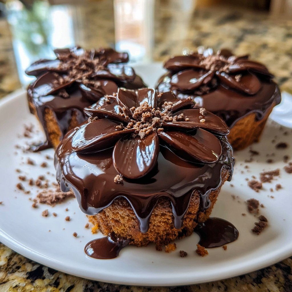 Chocolate Ganache Flower Cupcakes
