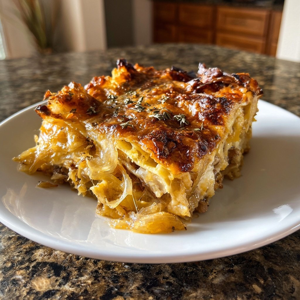 French Onion Chicken Lasagna Comfort