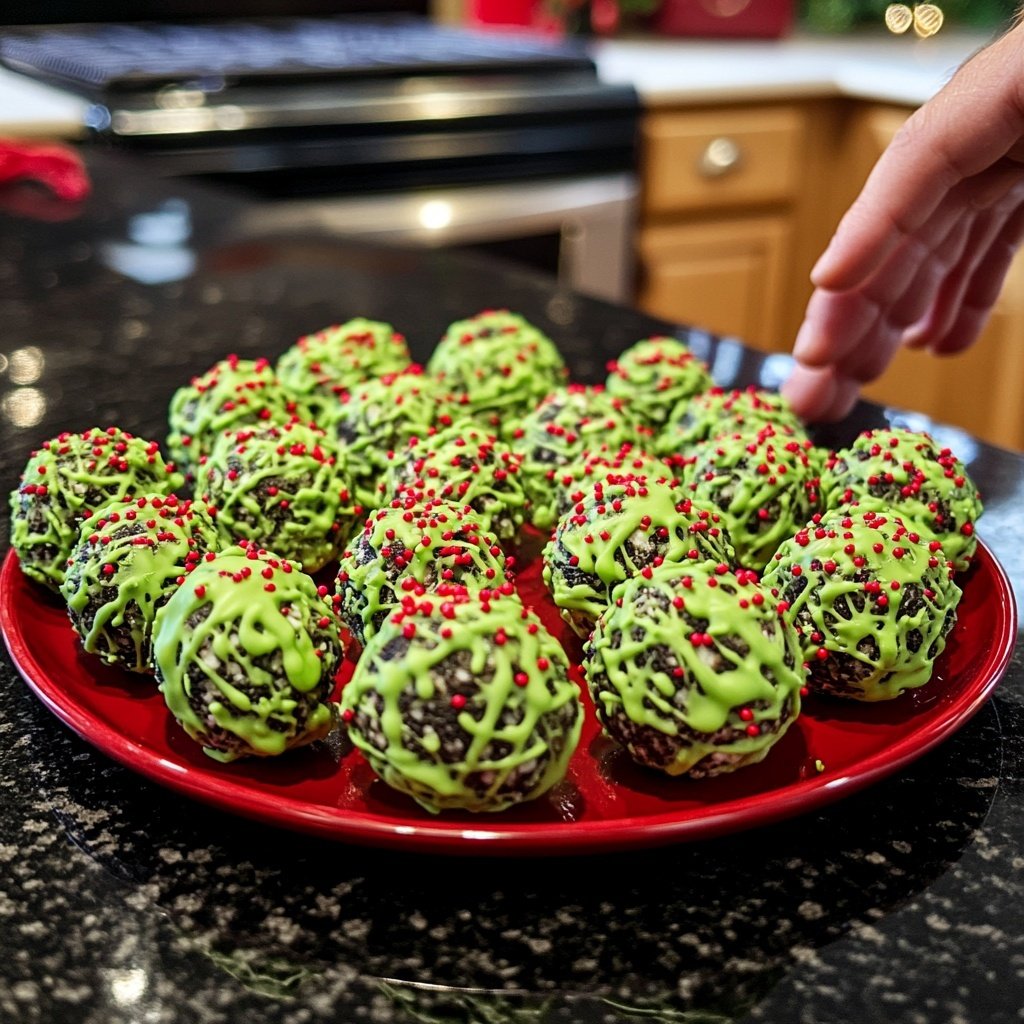 Easy No-Bake Grinch Oreo Balls for the Holidays