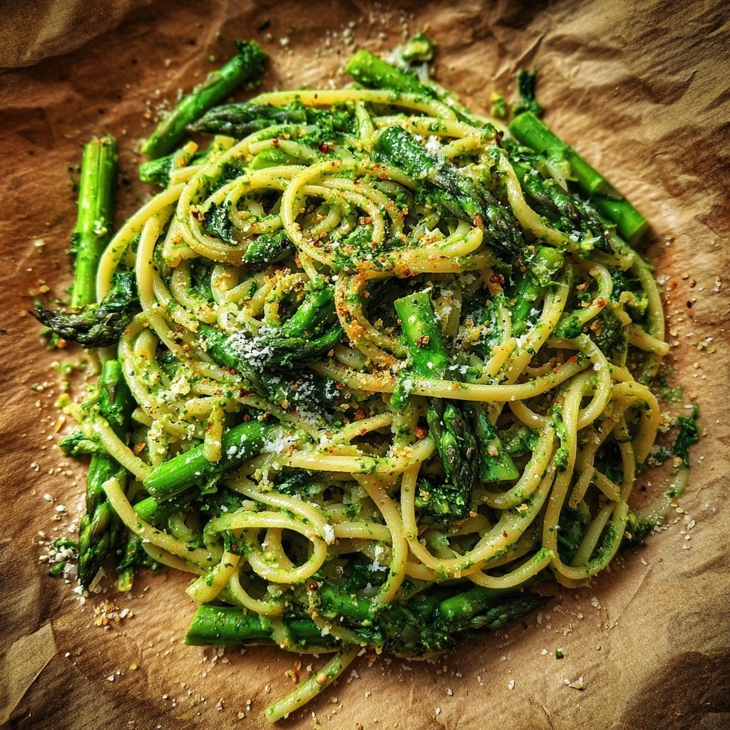Asparagus and Spinach Linguine