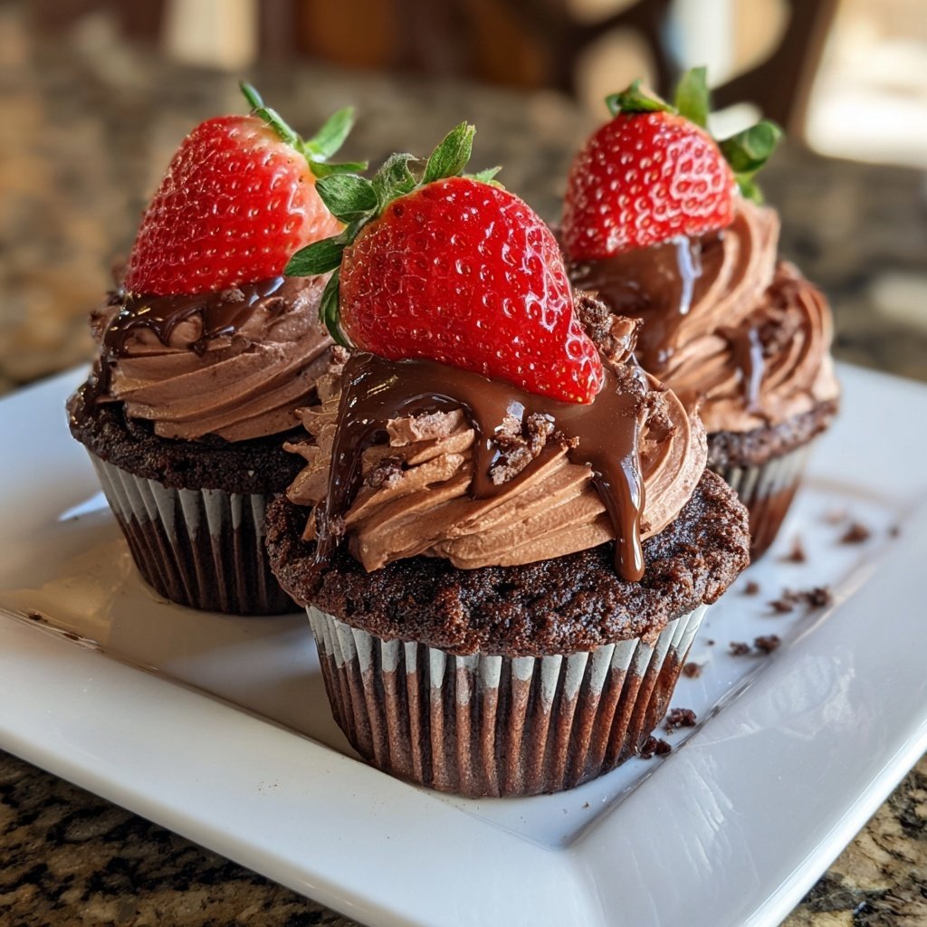 Chocolate-Covered Strawberry Cupcakes