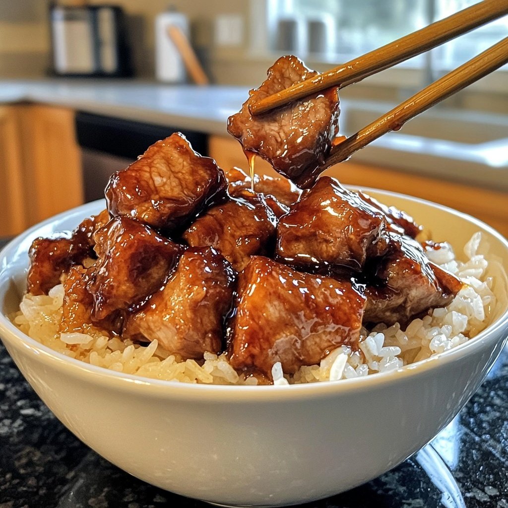 Sticky Glazed Pork Rice Bowls