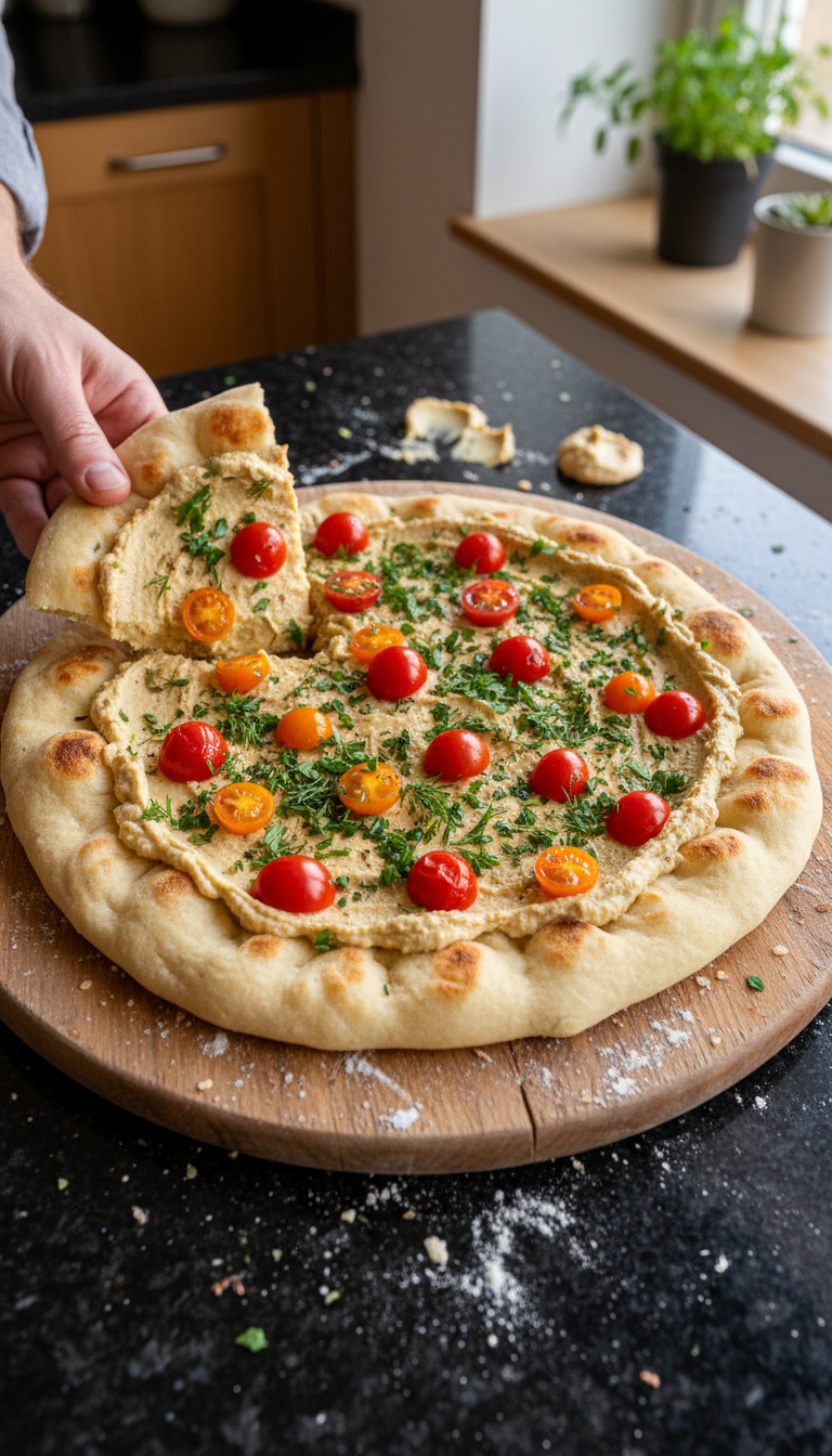 Mediterranean Flatbread with Hummus