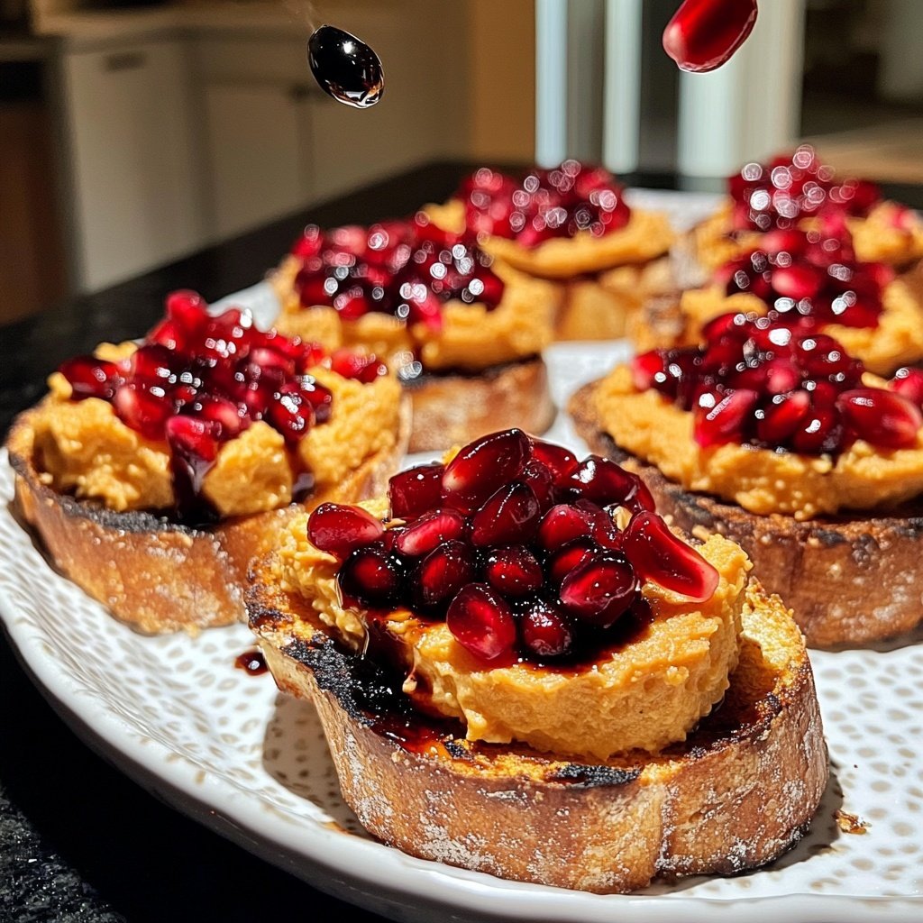 Sweet Potato Pomegranate Crostini