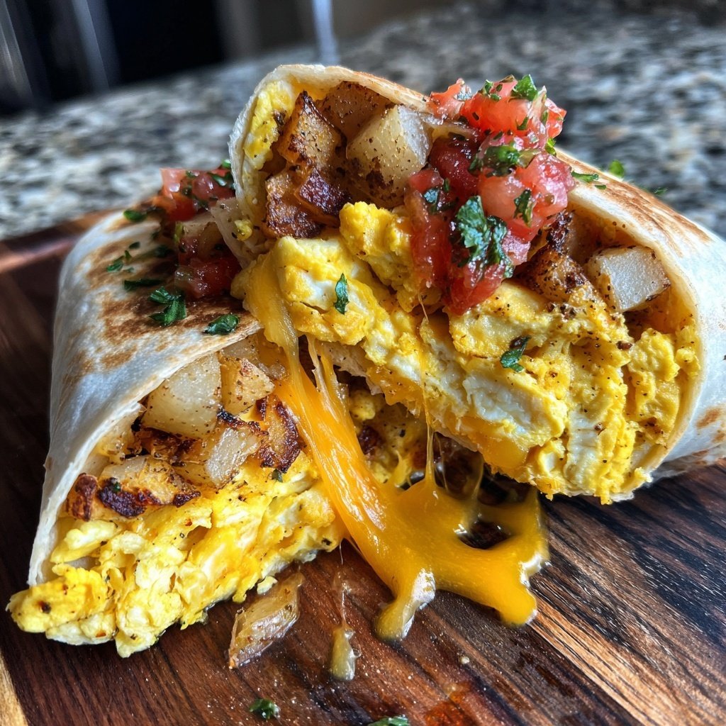 Cozy Winter Breakfast Burrito with Eggs and Potatoes​