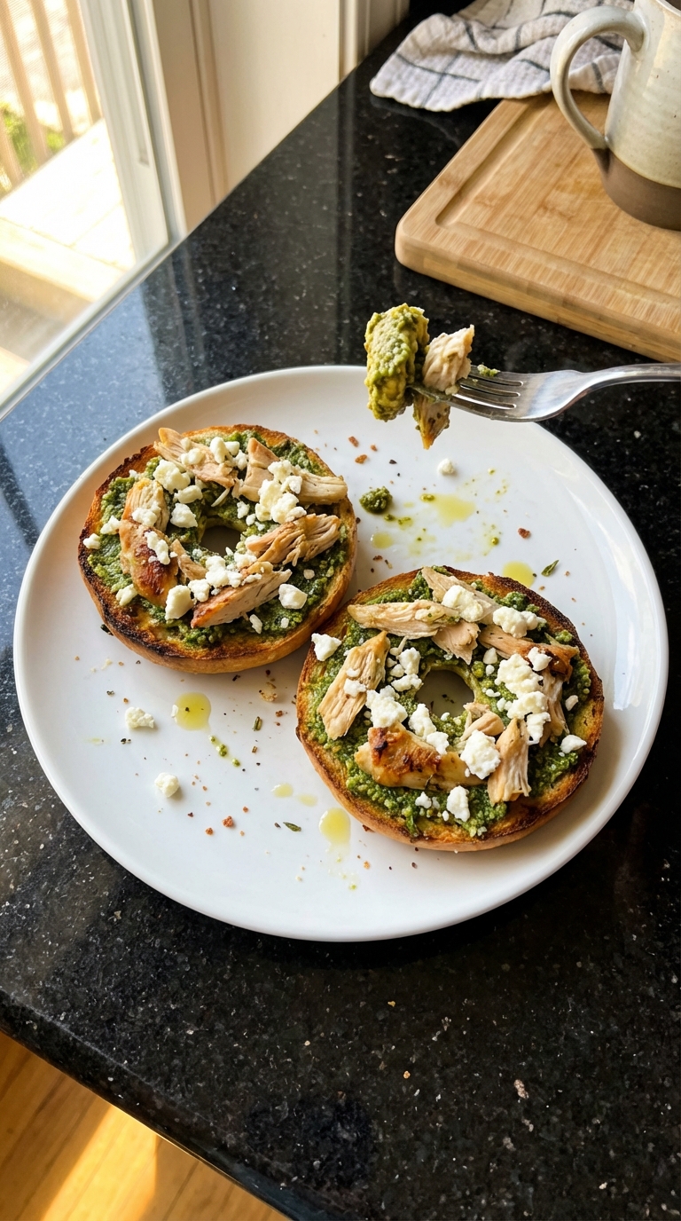 Pesto Chicken Protein Bagels