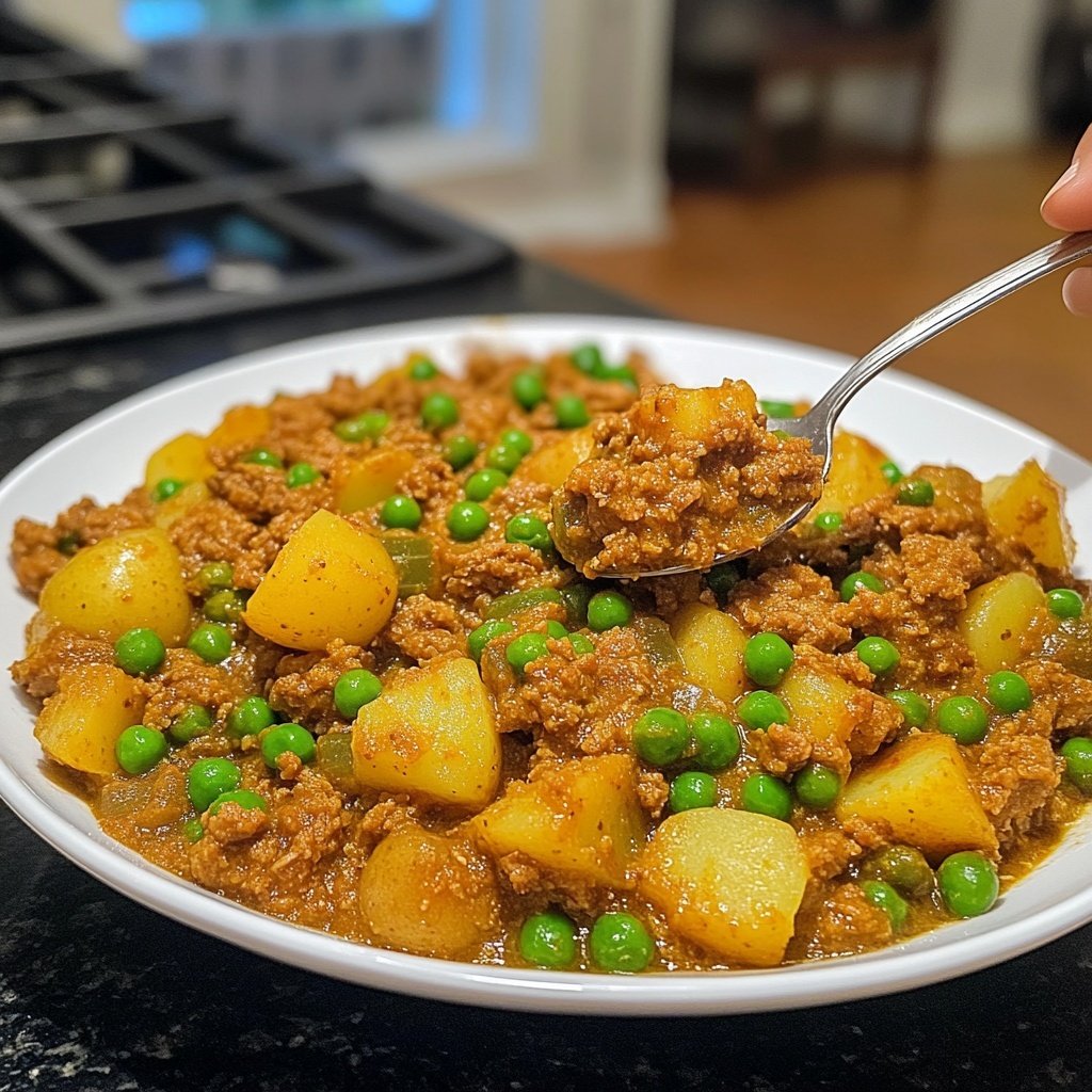 Lamb Keema with Potatoes and Peas
