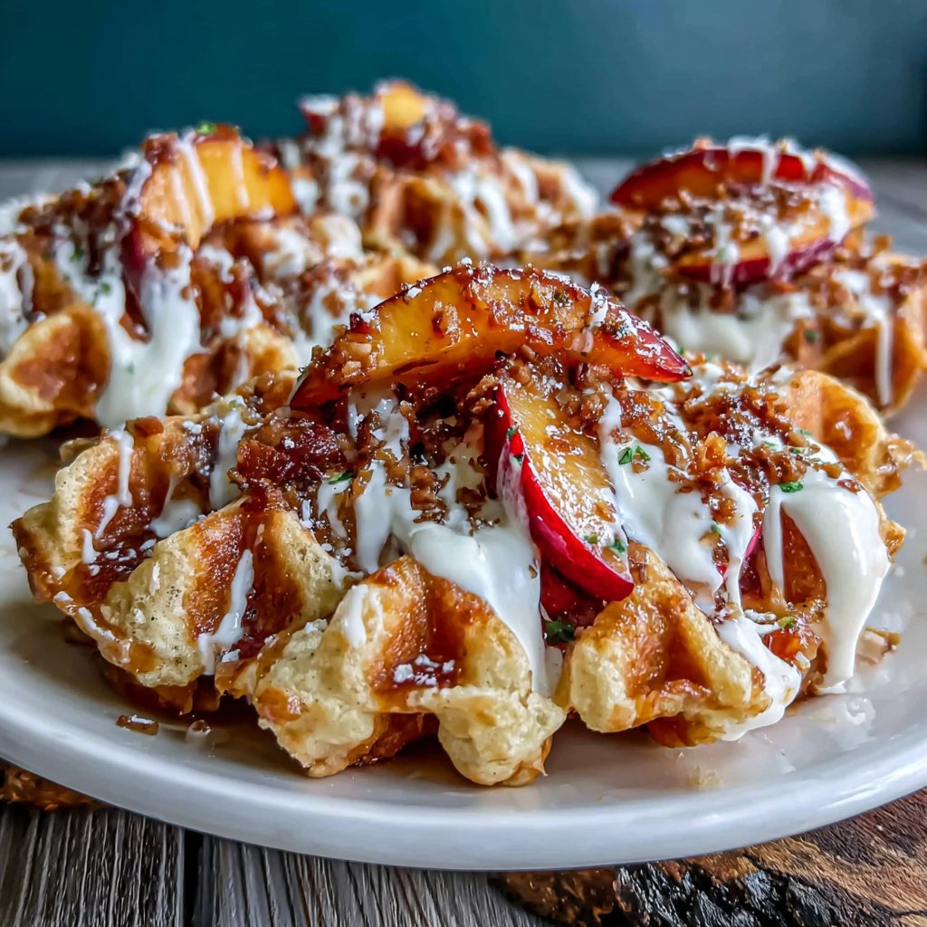 Peach Cobbler Waffles