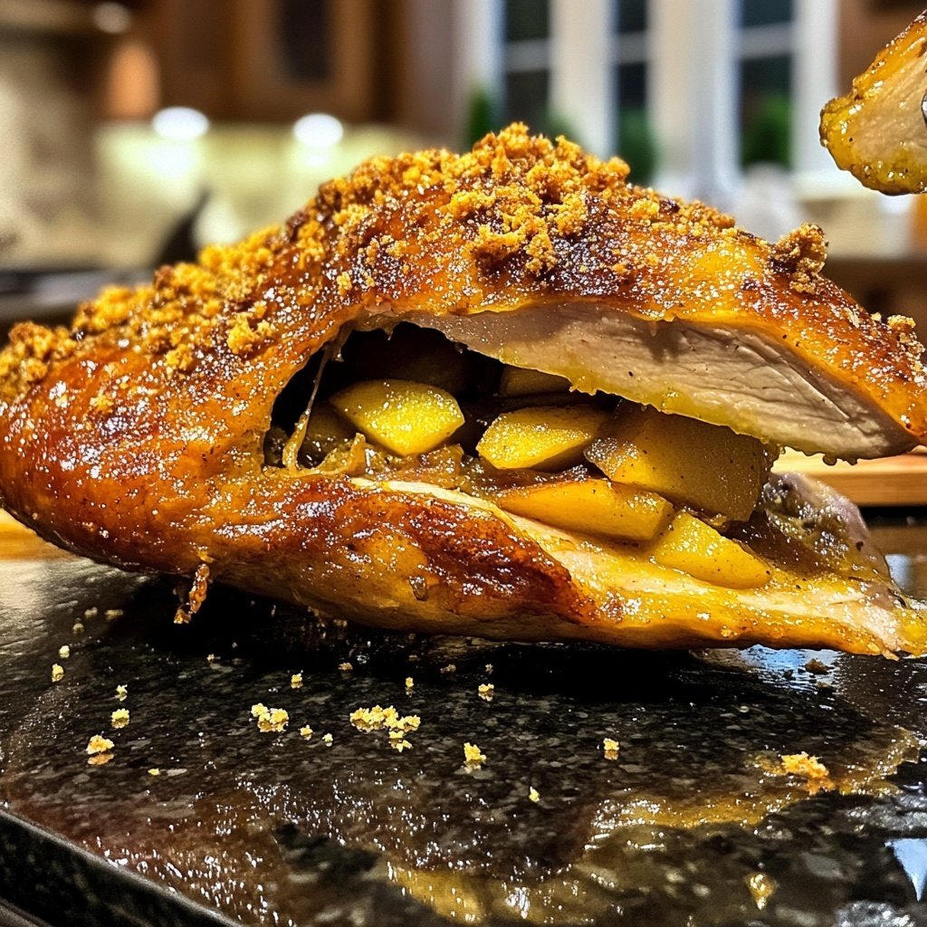 Roasted Christmas Goose with Apple and Herb Stuffing