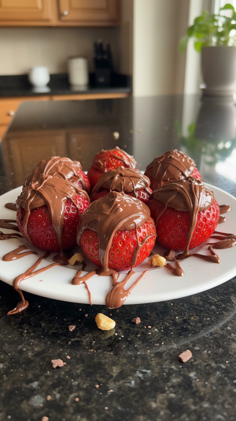 Chocolate Hazelnut Stuffed Strawberries
