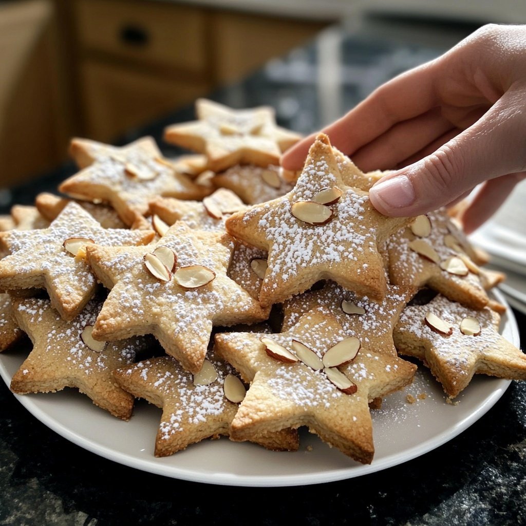 Buttery Almond Shortbread Stars