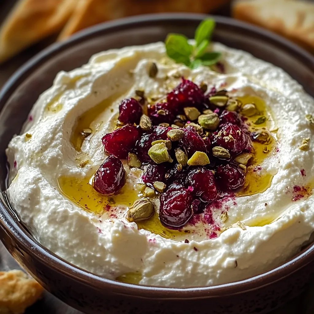 Whipped Feta Dip with Honey, Pistachios, and Cranberries
