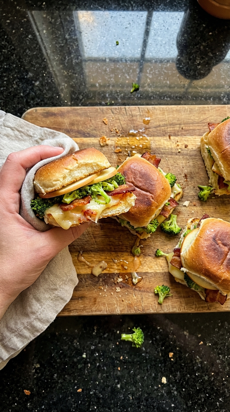 Broccoli Apple Sliders with Bacon