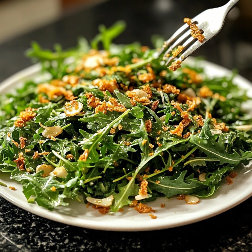 Lemon Arugula Salad with Crispy Shallots