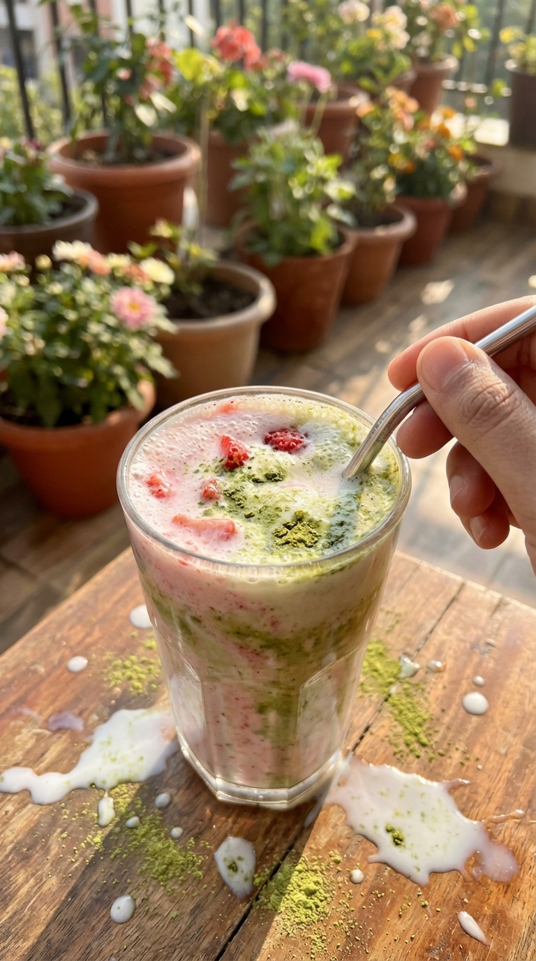 Creamy Strawberry Matcha Milkshake