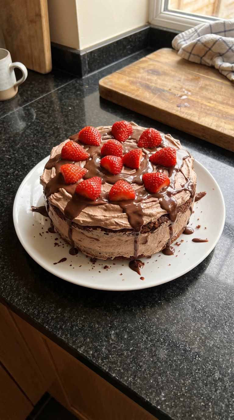 Chocolate Strawberry Cloud Cake